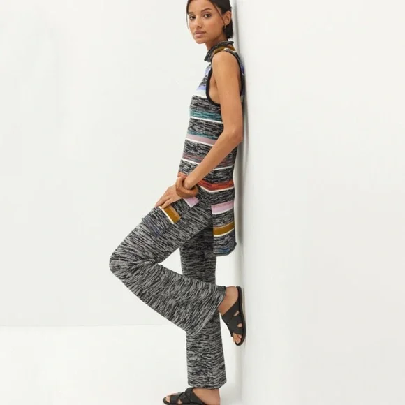 Anthropologie Space Dyed Knit Pant Loungewear Set- Tank & Wide Leg Pants - Picture 5 of 9